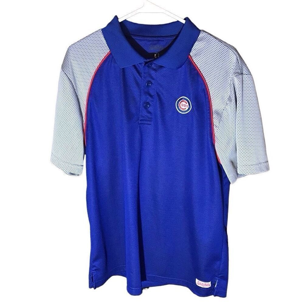 Stitches Chicago Cubs Polo Golf Shirt Blue Size M short sleeve